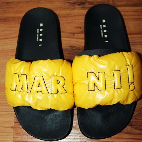 BNWT AW21 MARNI LOGO PUFFY POOL SLIDE SANDAL 40 - Picture 3 of 11